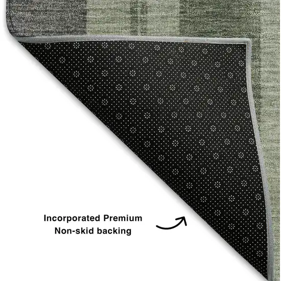 Green And Gray Striped Washable Area Rug With UV Protection Photo 7