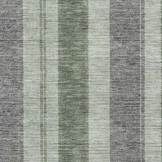 Green And Gray Striped Washable Area Rug With UV Protection Photo 3
