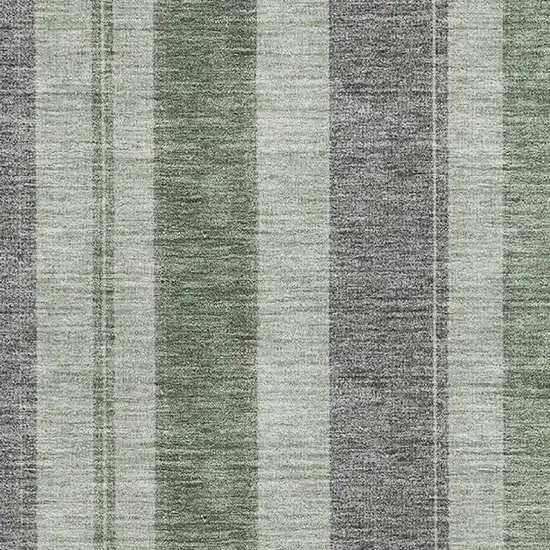 Green And Gray Striped Washable Area Rug With UV Protection Photo 3