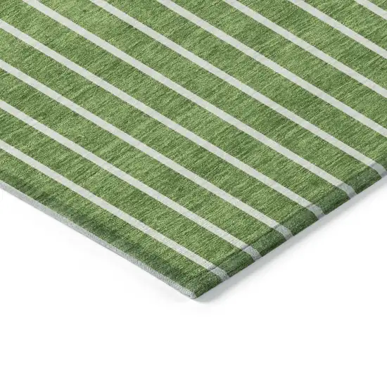 Green And Gray Striped Washable Indoor Outdoor Area Rug Photo 3