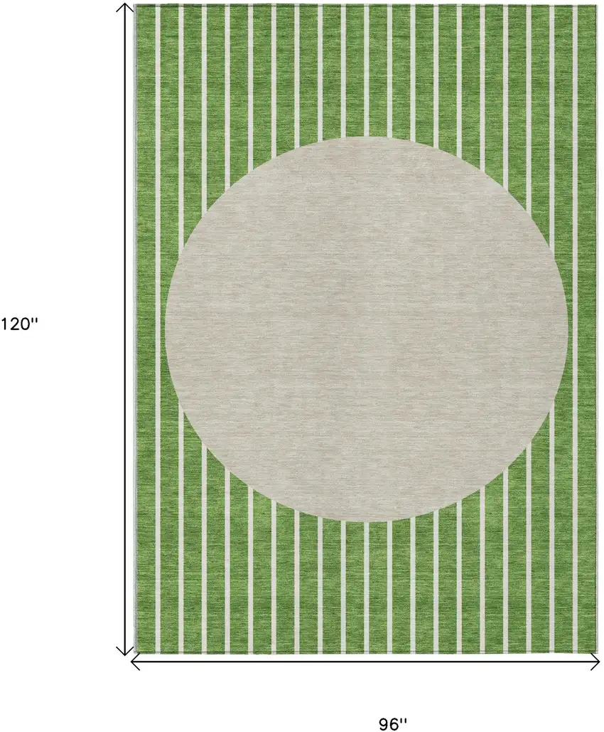 Green And Gray Striped Washable Indoor Outdoor Area Rug Photo 6