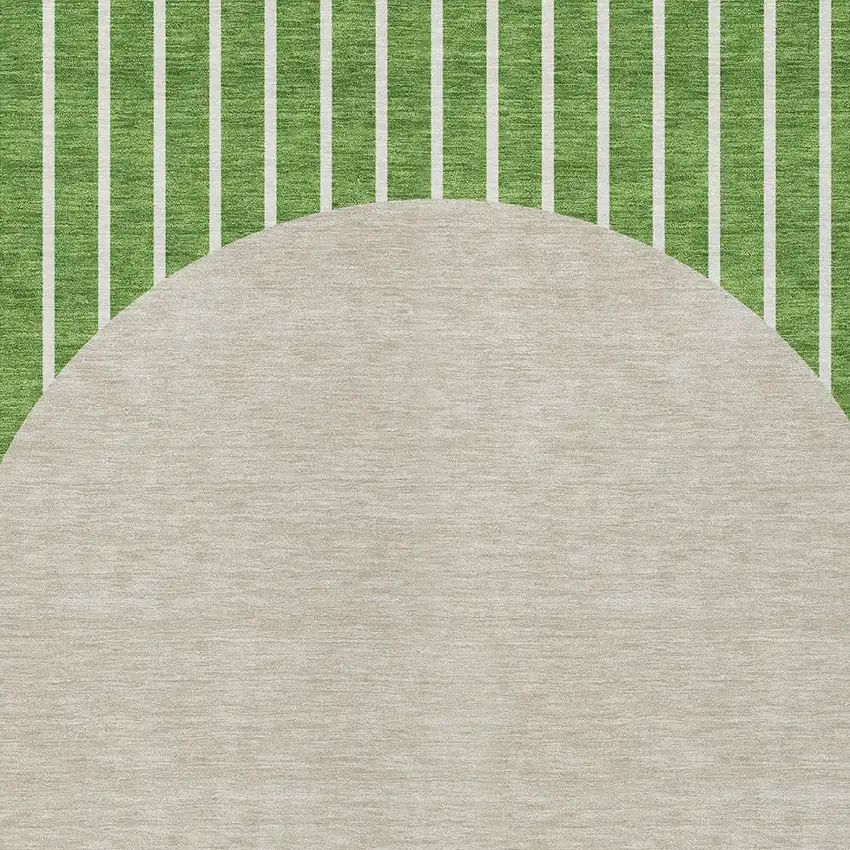 Green And Gray Striped Washable Indoor Outdoor Area Rug Photo 4