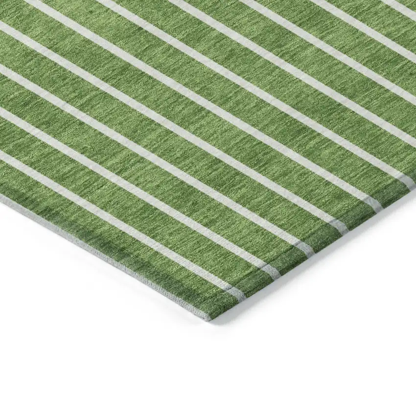Green And Gray Striped Washable Indoor Outdoor Area Rug Photo 4