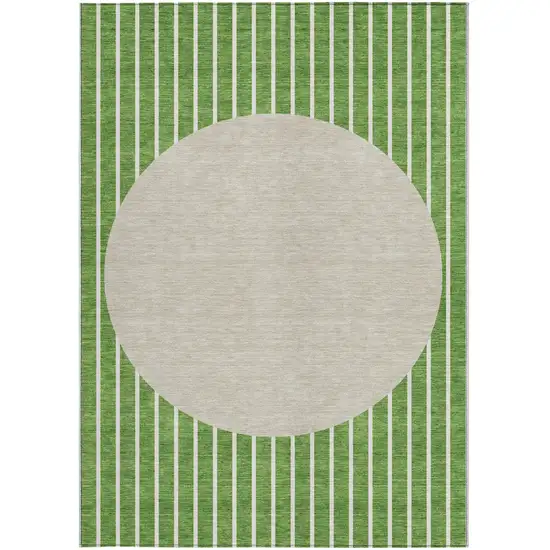 Green And Gray Striped Washable Indoor Outdoor Area Rug Photo 6