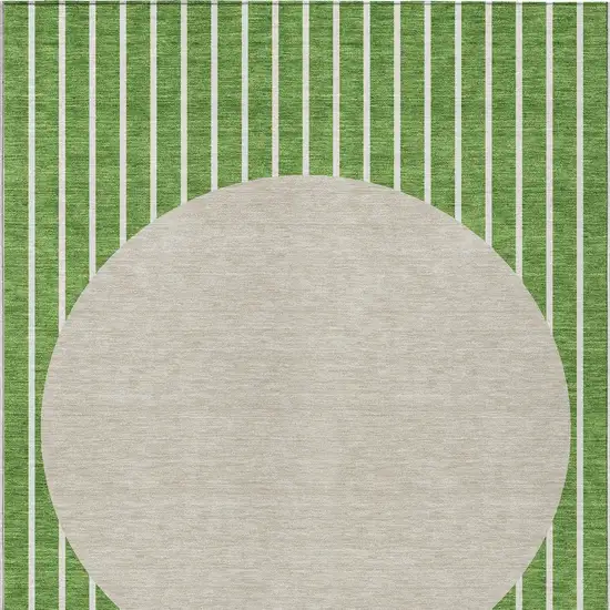 Green And Gray Striped Washable Indoor Outdoor Area Rug Photo 5