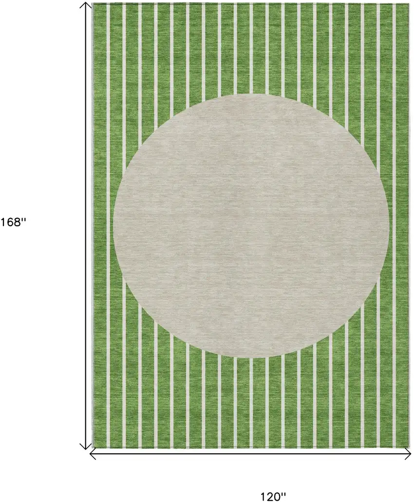Green And Gray Striped Washable Indoor Outdoor Area Rug Photo 3