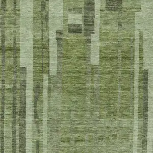 Photo of Green And Gray Striped Washable Indoor Outdoor Area Rug