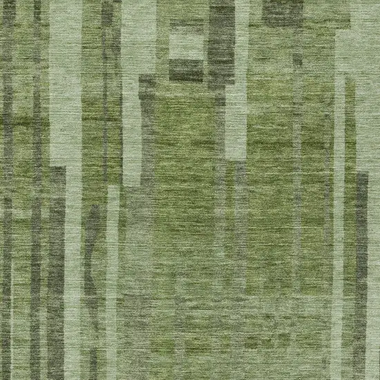 Green And Gray Striped Washable Indoor Outdoor Area Rug Photo 5