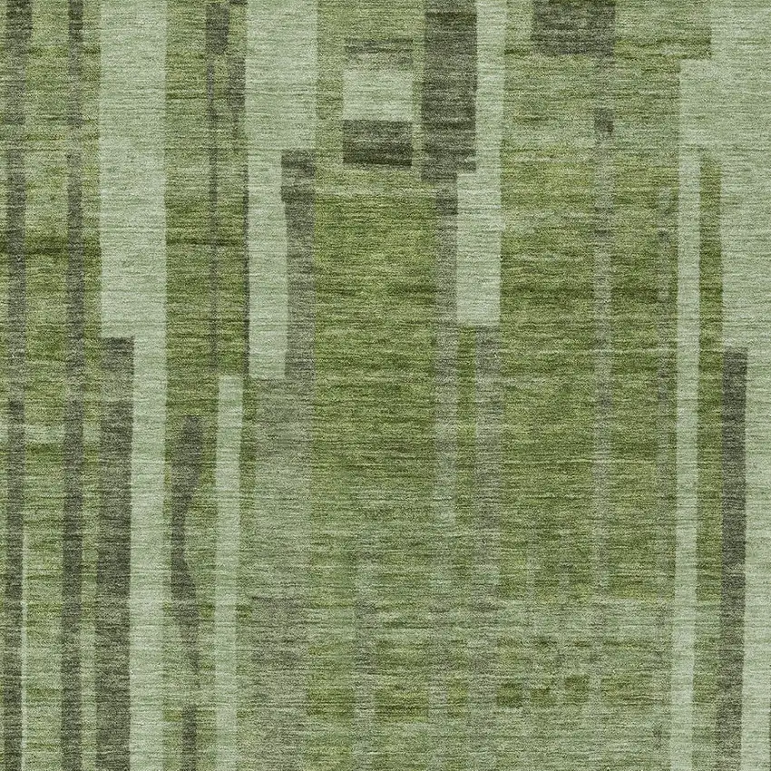 Green And Gray Striped Washable Indoor Outdoor Area Rug Photo 5