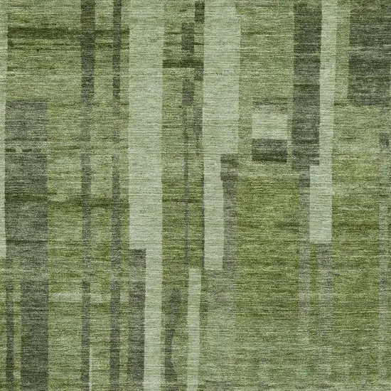 Green And Gray Striped Washable Indoor Outdoor Area Rug Photo 5