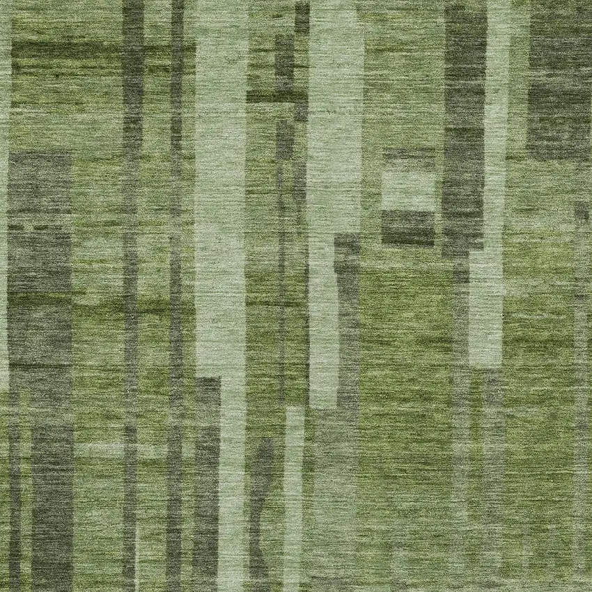 Green And Gray Striped Washable Indoor Outdoor Area Rug Photo 5