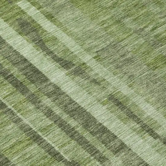 Green And Gray Striped Washable Indoor Outdoor Area Rug Photo 8