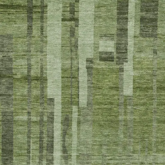 Green And Gray Striped Washable Indoor Outdoor Area Rug Photo 5