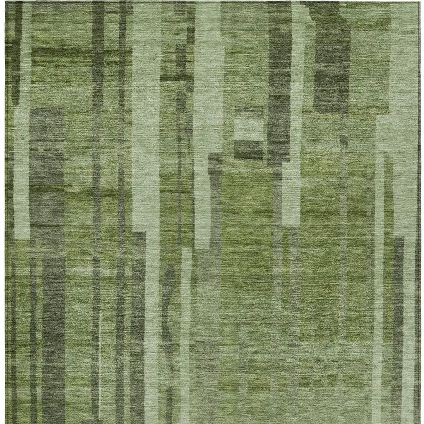 Green And Gray Striped Washable Indoor Outdoor Area Rug Photo 6