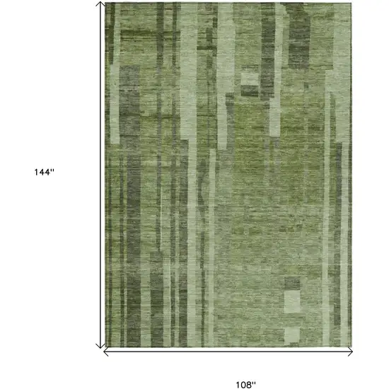 Green And Gray Striped Washable Indoor Outdoor Area Rug Photo 7