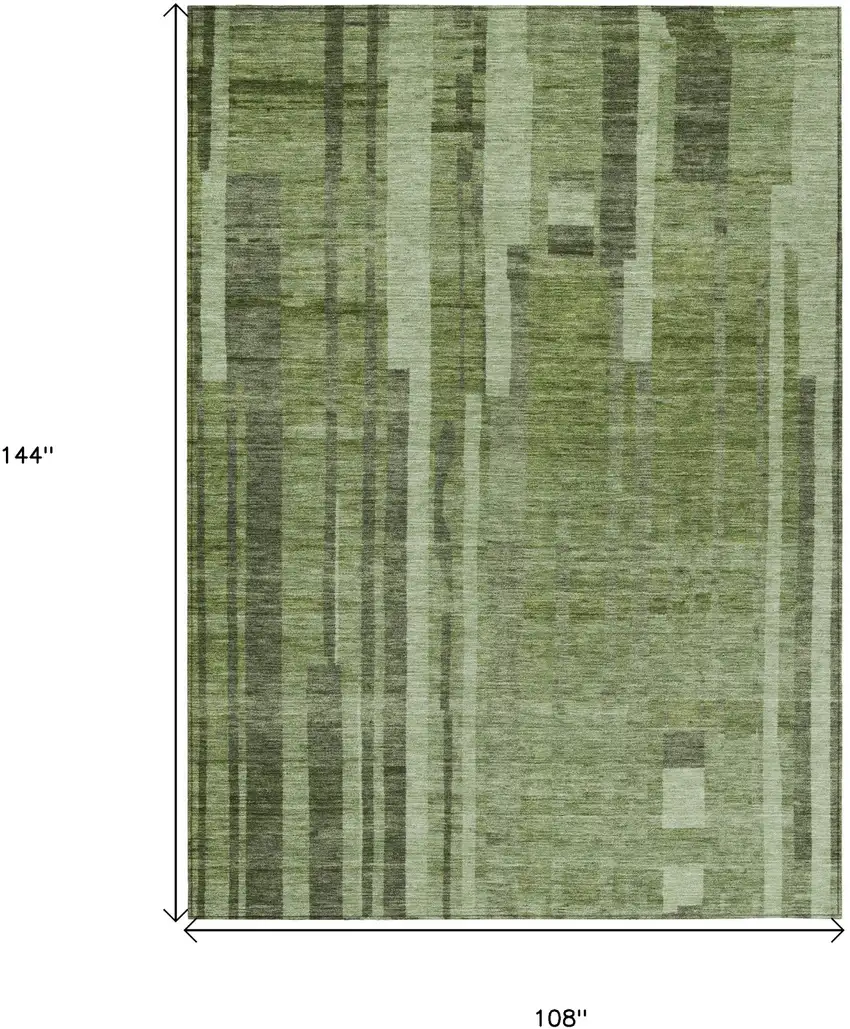 Green And Gray Striped Washable Indoor Outdoor Area Rug Photo 7