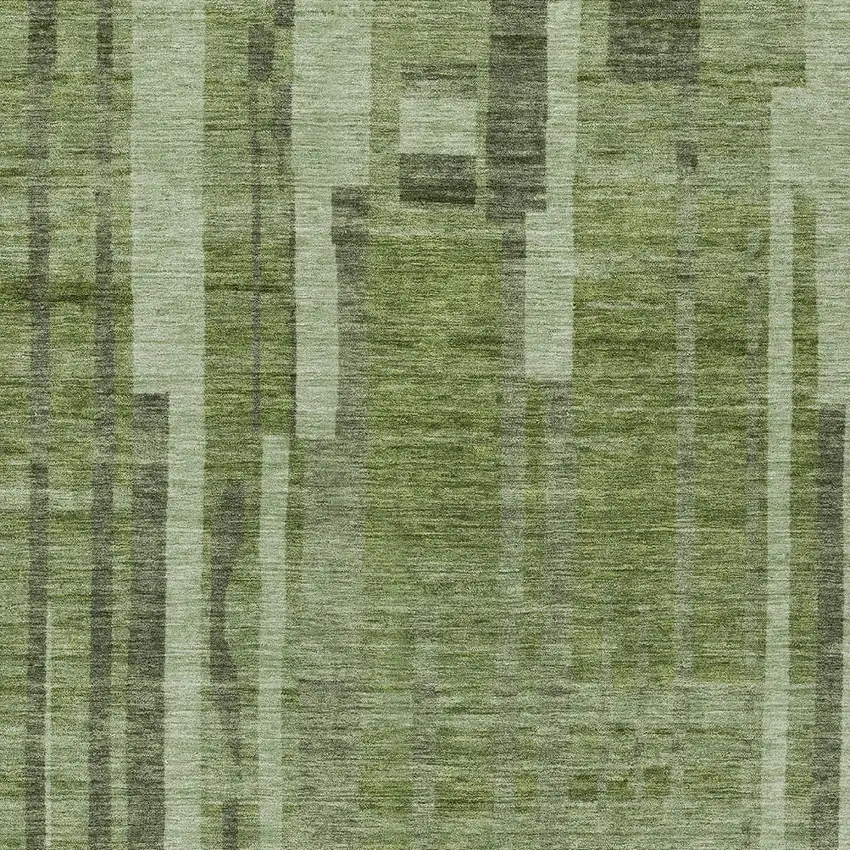 Green And Gray Striped Washable Indoor Outdoor Area Rug Photo 5
