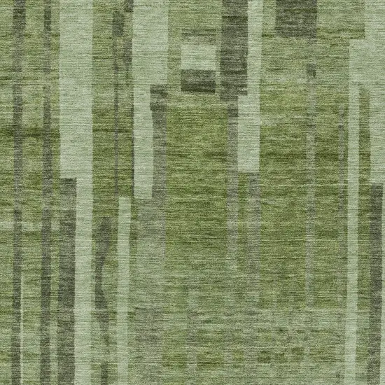 Green And Gray Striped Washable Indoor Outdoor Area Rug Photo 5