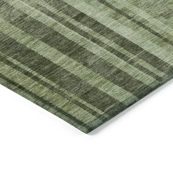 Green And Gray Striped Washable Indoor Outdoor Area Rug Photo 4