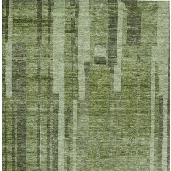 Green And Gray Striped Washable Indoor Outdoor Area Rug Photo 5