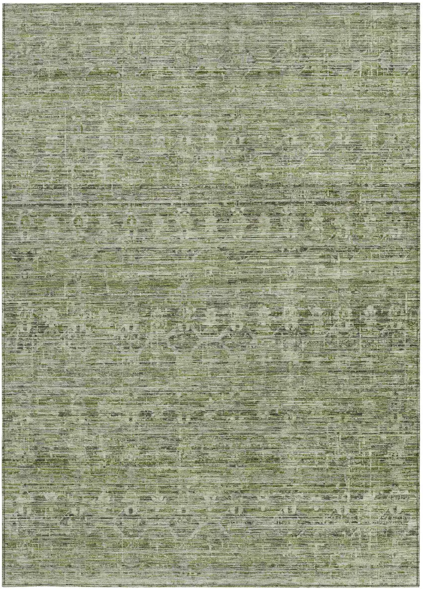 Green And Gray Striped Washable Indoor Outdoor Area Rug Photo 4