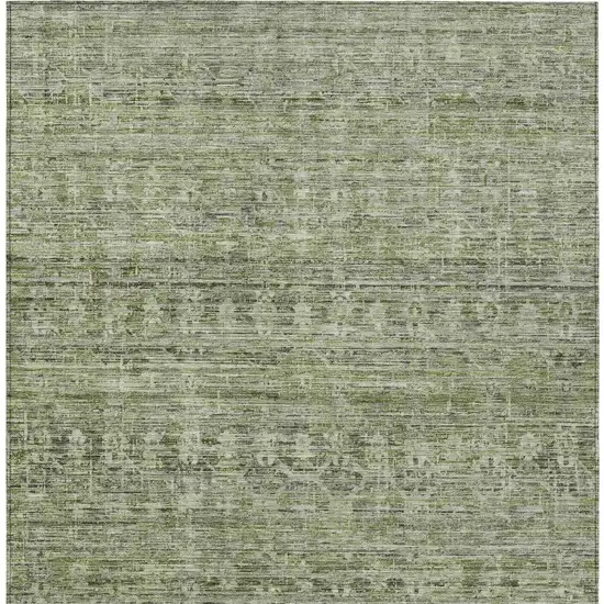 Green And Gray Striped Washable Indoor Outdoor Area Rug Photo 4