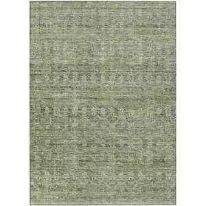 Photo of Green And Gray Striped Washable Indoor Outdoor Area Rug