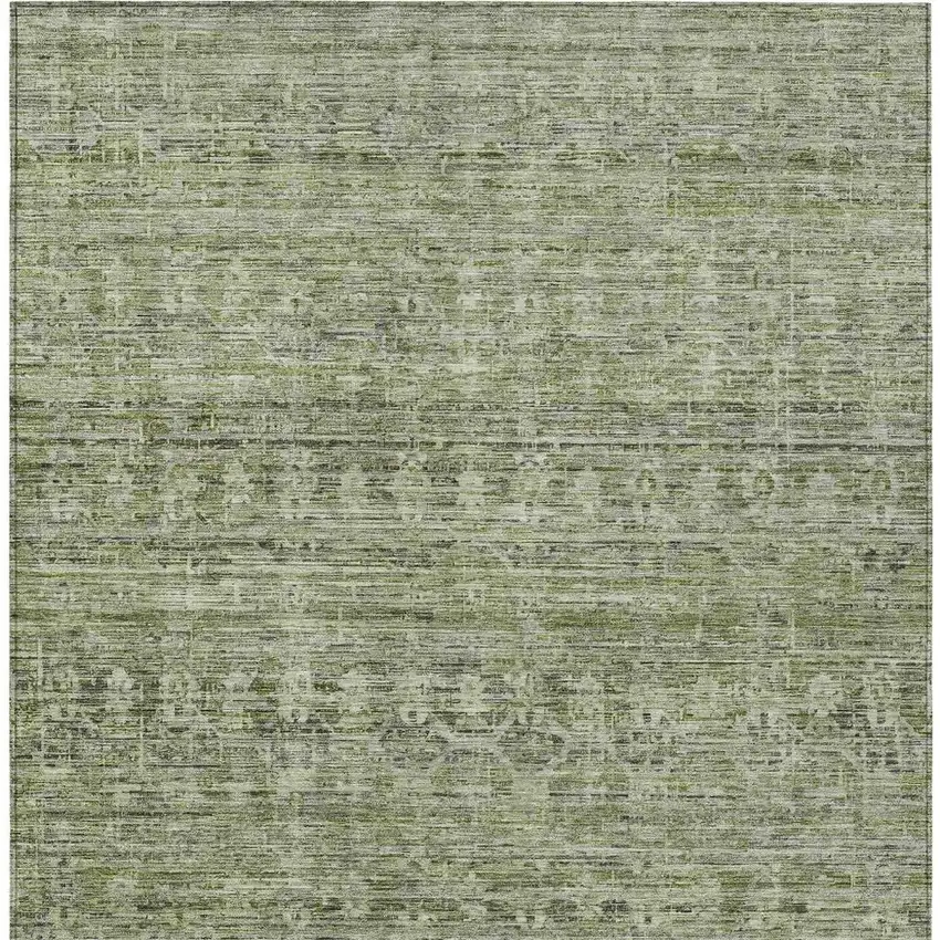 Green And Gray Striped Washable Indoor Outdoor Area Rug Photo 4