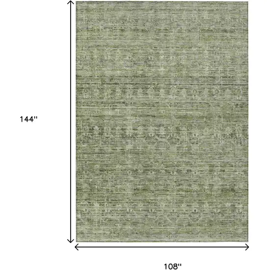 Green And Gray Striped Washable Indoor Outdoor Area Rug Photo 9