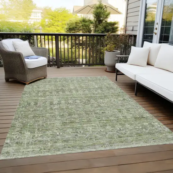 Green And Gray Striped Washable Indoor Outdoor Area Rug Photo 9