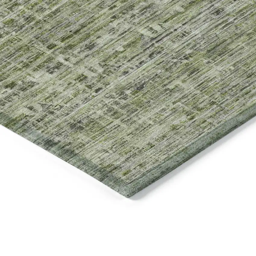 Green And Gray Striped Washable Indoor Outdoor Area Rug Photo 6