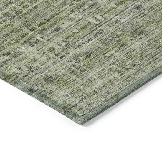 Green And Gray Striped Washable Indoor Outdoor Area Rug Photo 6