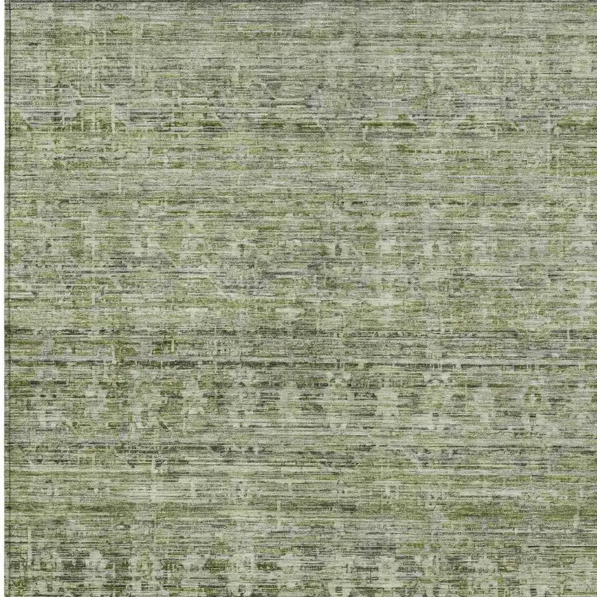 Green And Gray Striped Washable Indoor Outdoor Area Rug Photo 4