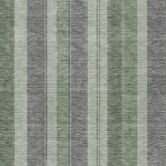 Green And Gray Striped Washable Indoor Outdoor Area Rug Photo 4
