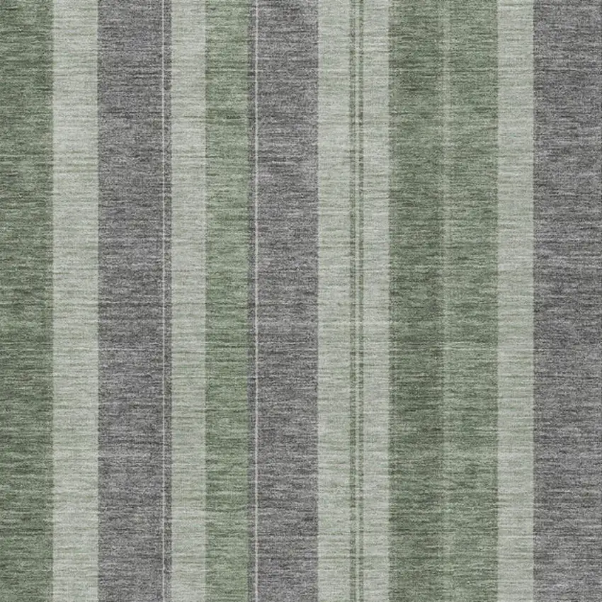 Green And Gray Striped Washable Indoor Outdoor Area Rug Photo 4