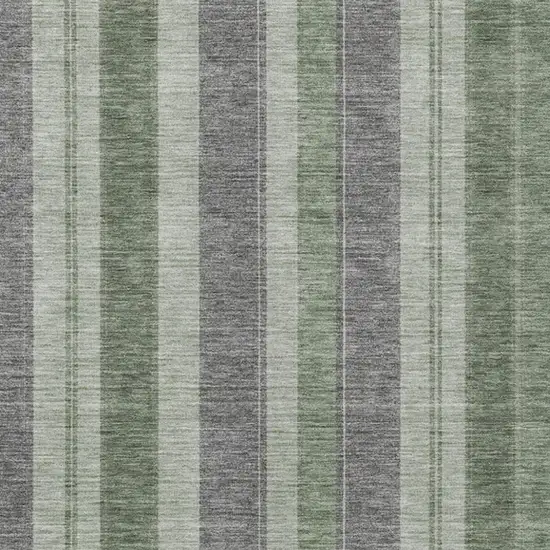 Green And Gray Striped Washable Indoor Outdoor Area Rug Photo 7