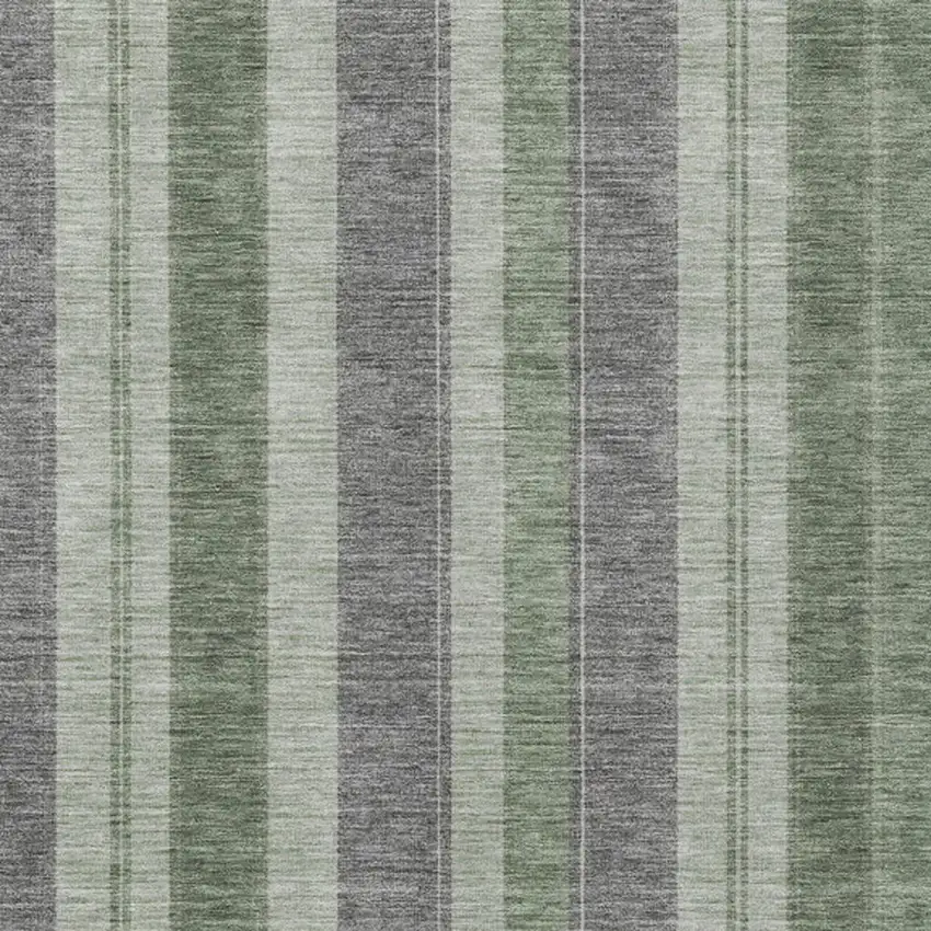 Green And Gray Striped Washable Indoor Outdoor Area Rug Photo 7