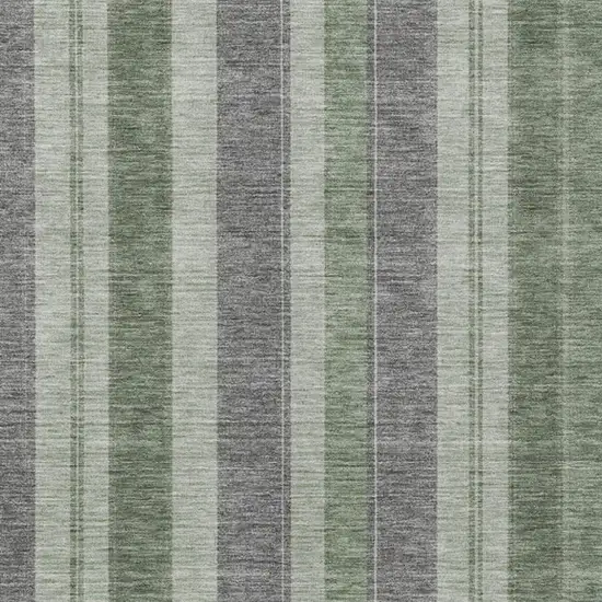 Green And Gray Striped Washable Indoor Outdoor Area Rug Photo 7