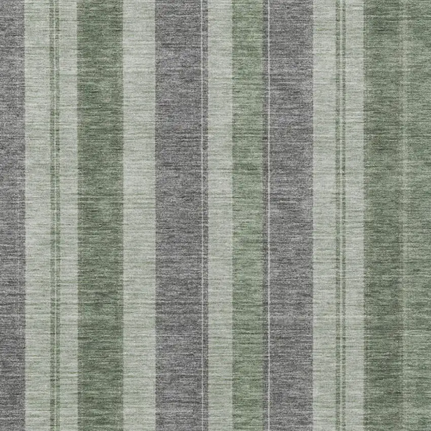 Green And Gray Striped Washable Indoor Outdoor Area Rug Photo 7