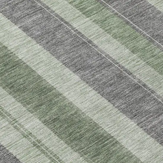 Green And Gray Striped Washable Indoor Outdoor Area Rug Photo 8