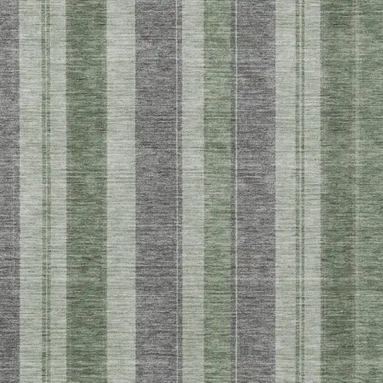 Green And Gray Striped Washable Indoor Outdoor Area Rug Photo 4