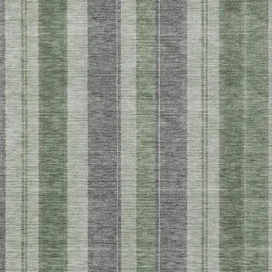 Green And Gray Striped Washable Indoor Outdoor Area Rug Photo 4