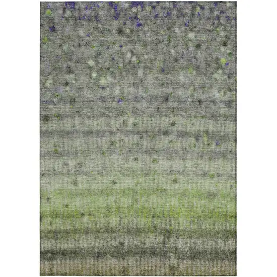 Green And Gray Striped Washable Indoor Outdoor Area Rug Photo 4