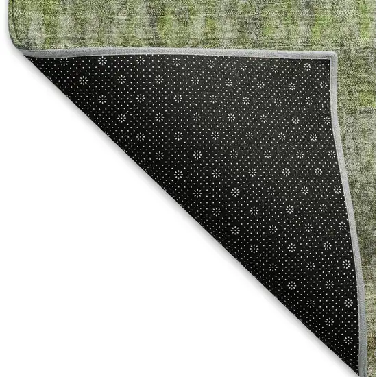 Green And Gray Striped Washable Indoor Outdoor Area Rug Photo 5