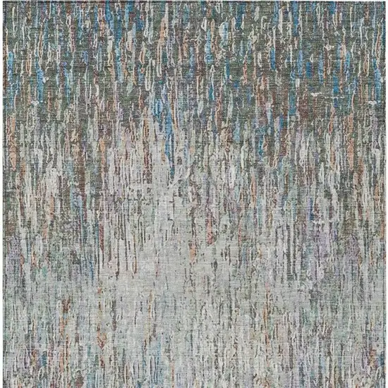 Green And Gray Striped Washable Indoor Outdoor Area Rug Photo 3