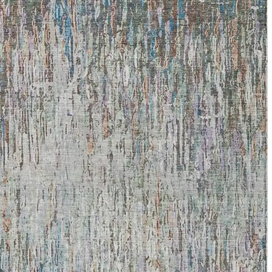 Green And Gray Striped Washable Indoor Outdoor Area Rug Photo 2