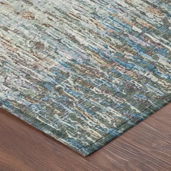 Green And Gray Striped Washable Indoor Outdoor Area Rug Photo 8