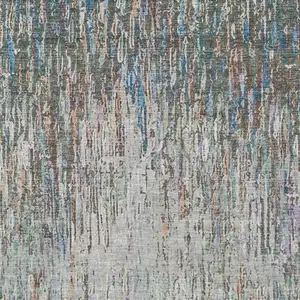 Photo of Green And Gray Striped Washable Indoor Outdoor Area Rug