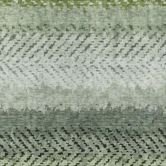Green And Gray Striped Washable Indoor Outdoor Area Rug Photo 3