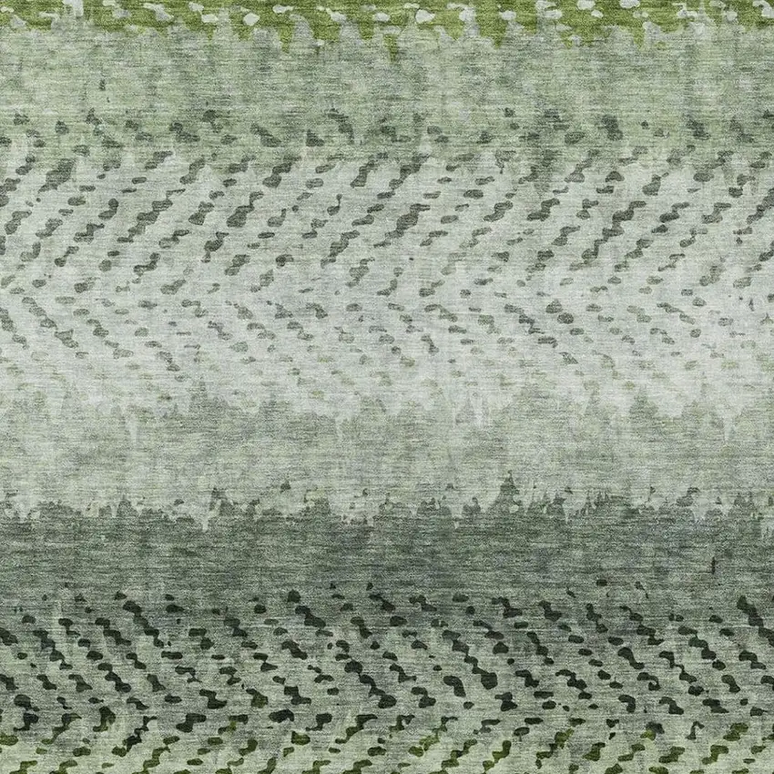 Green And Gray Striped Washable Indoor Outdoor Area Rug Photo 3